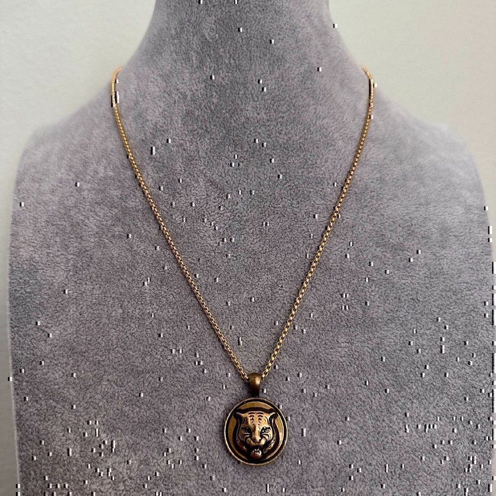 Gucci Lion Button upcycled into a pendant on 20 inch chain